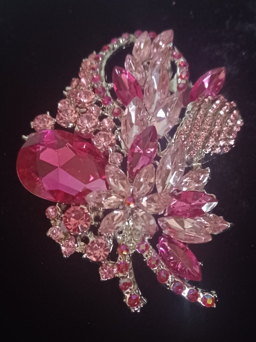 Sparkling Pink 3.5" Rhinestone Brooch